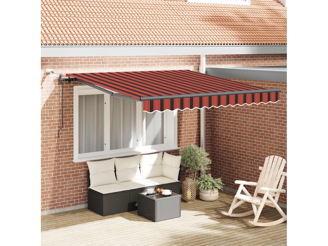 Vidaxl Toldo Retrátil Laranja E Castanho 300 X 250 Cm Poliéster