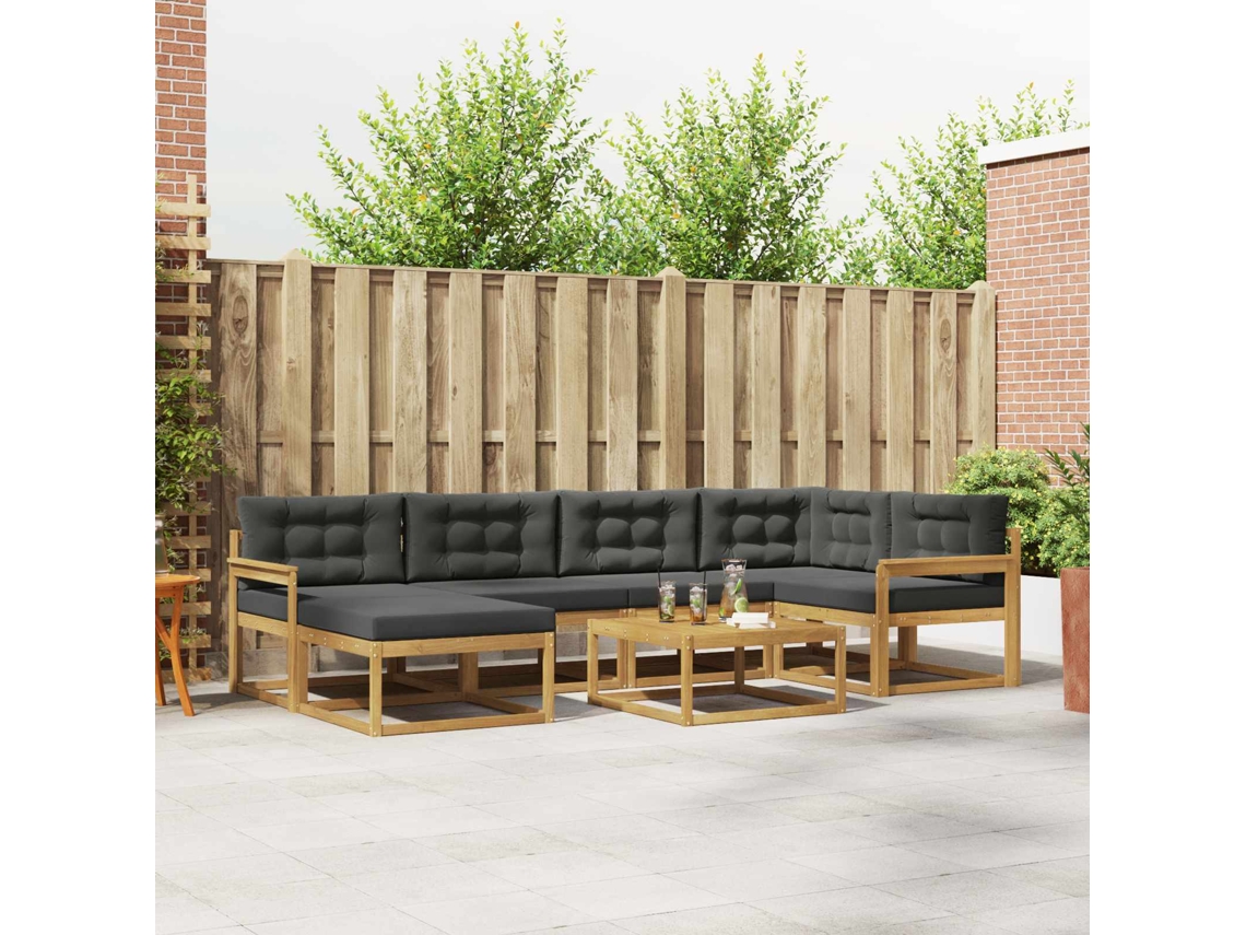 Vidaxl Conjunto De Sofás Para Exterior 7 Pcs Branco E Antracite