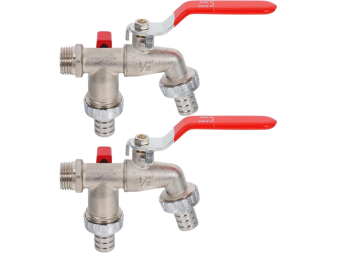 Conjunto De 2 Torneiras Água Com Saída Dupla E Entrada 1/2 Polegada