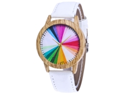 Relógio de Pulso Casual de Quartzo com Pulseiro de Couro Cowboy para Homem e Mulher Branco