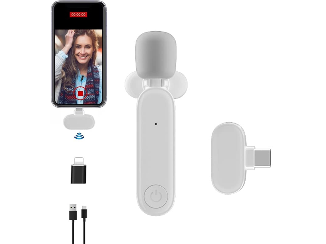 Microfone De Lapela, Mini Para Iphone E Android , Gravação Vídeo Móvel, Youtube Facebook Live (branco) Aquaforge (tipo C)