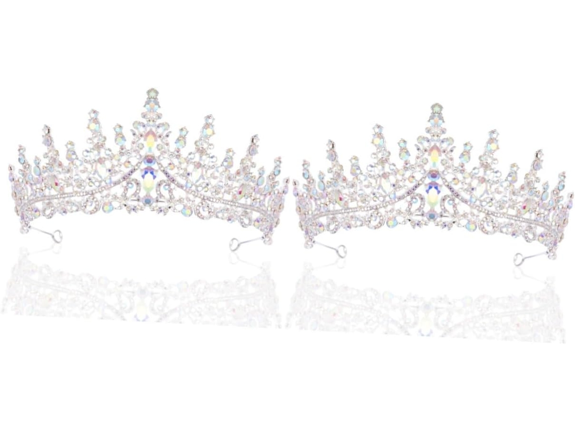 Coroa De Casamento De Strass Em Duas Peças Para Noiva E Acessório De Casamento Delicado.
