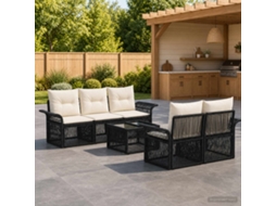 Vidaxl Conjunto De Sofá De Jardim 6 Unid. Preto Vime Pe