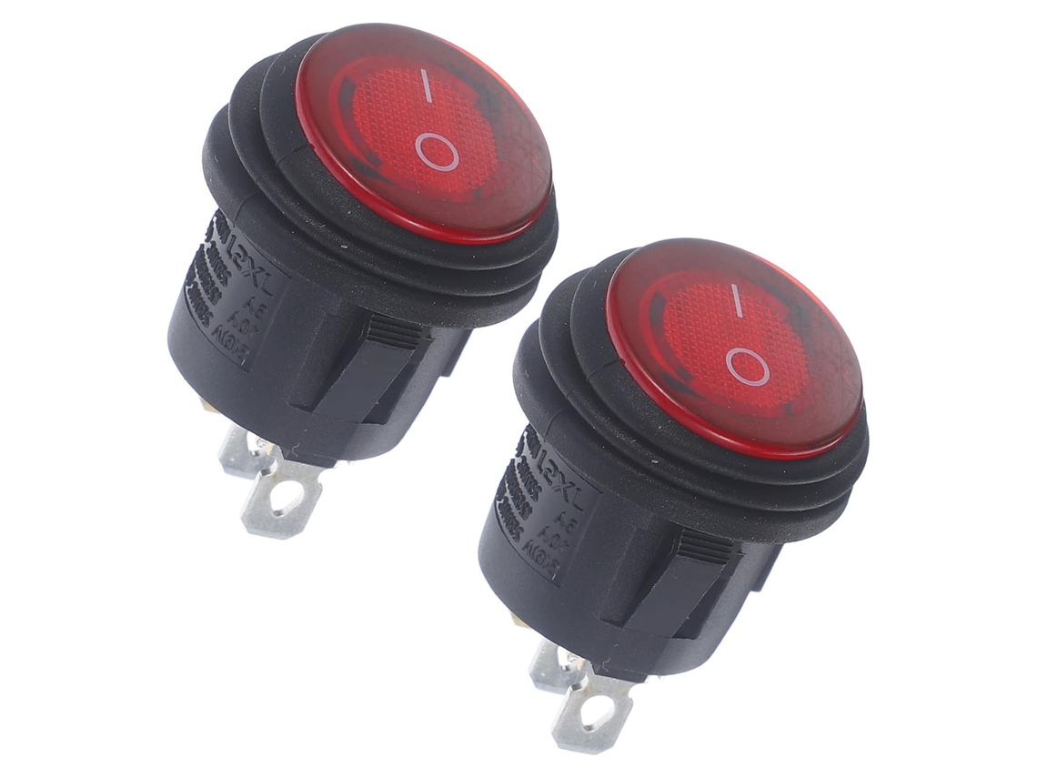 Interruptor Basculante À Prova D'água Com Luz Indicadora Vermelha, 3 X 12v/24v, Feito De Pa66 E Cobre.