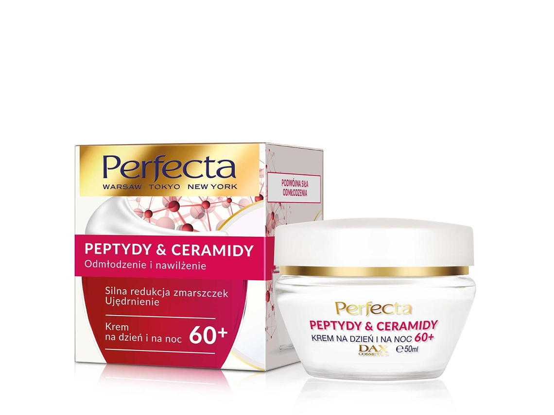 PERFECTA Peptides & Ceramide 60 + creme para o rosto forte redução de rugas e endurecimento dia e noite 50ml
