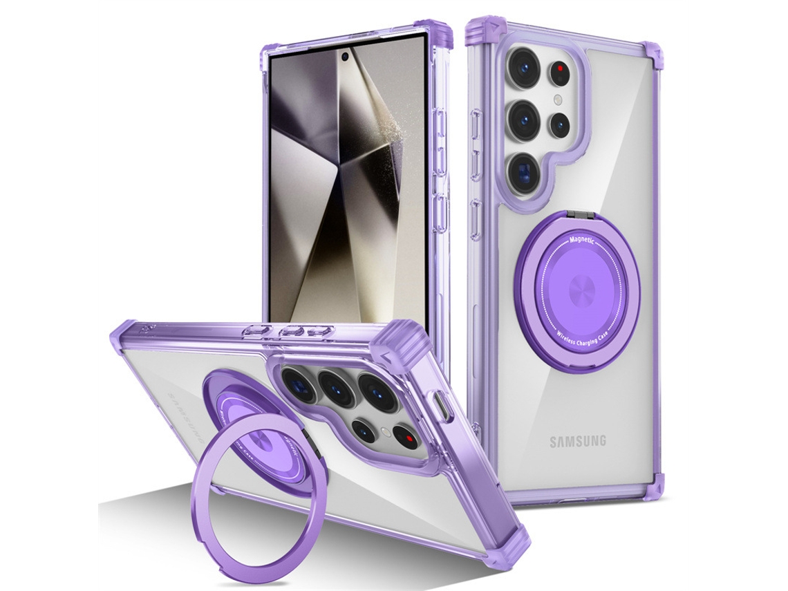 Compatível Com Capas Magnéticas Samsung, Proteção Dourada, Suporte Giratório E Anti-queda.roxo - S23plus