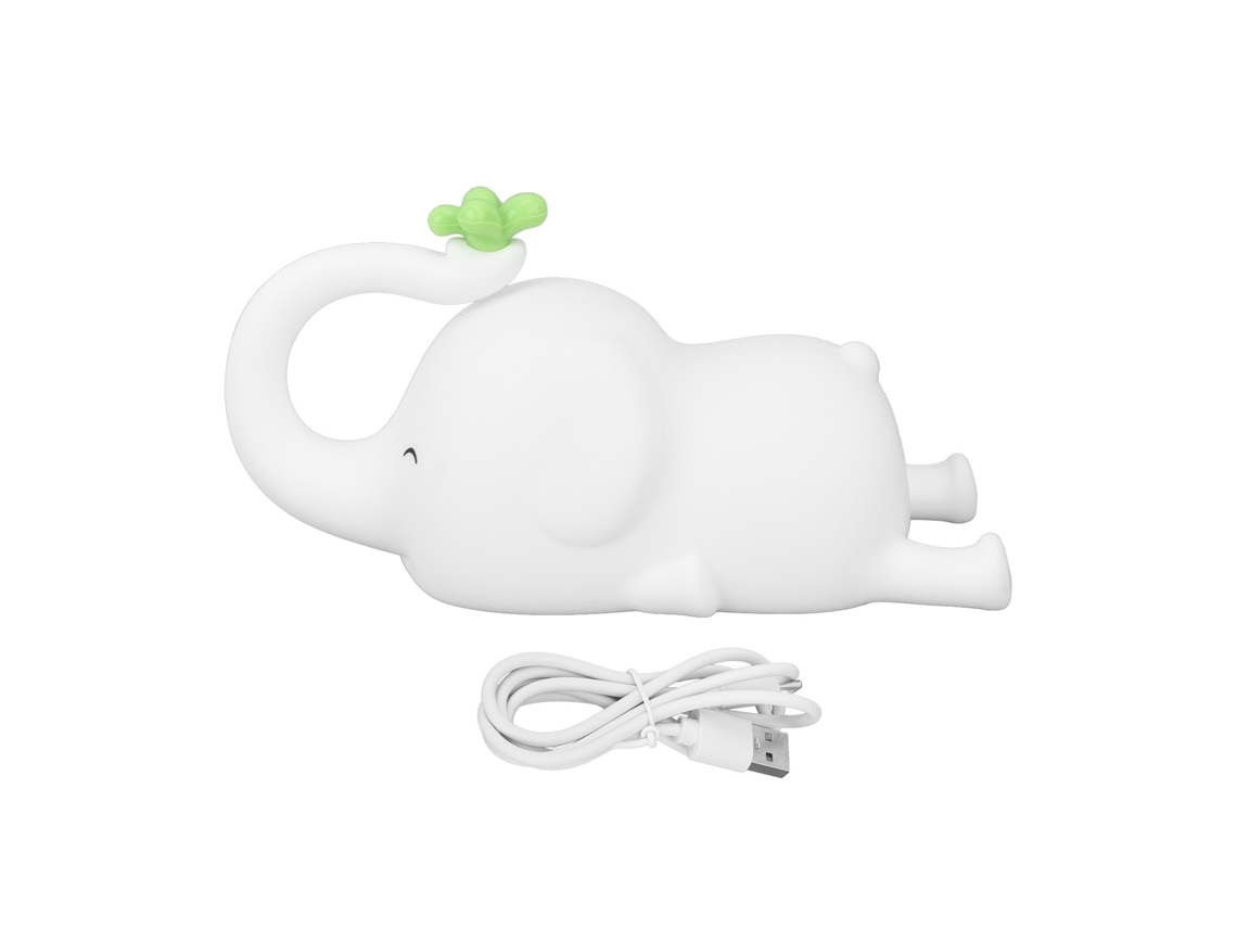 Luz Noturna Silicone Elefante 3 Níveis Brilho Temporizador Usb | S/MARCA