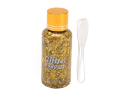 Gel De Glitter Para Rostro Y Cuerpo, 30g (1.1oz) Dorado, Auto-adhesivo Con Espátula, Para Maquillaje De Fiestas Y Eventos