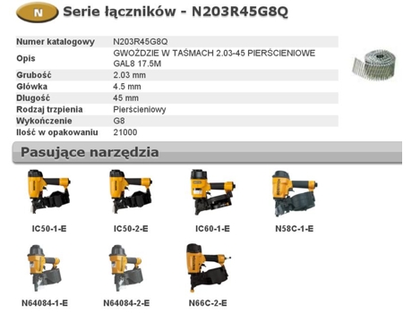 Pregos em fitas N55 2.03 45 Anel Galvanizado G8 21.000 unidades. Bostitch