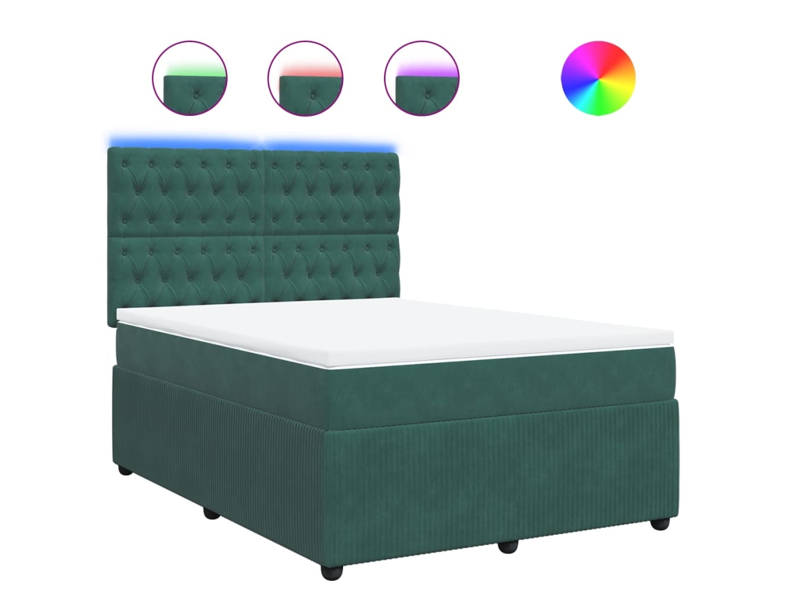 Box Spring Bed, Box Spring Beds Vidaxl Verde Veludo (140 X 190 Cm)