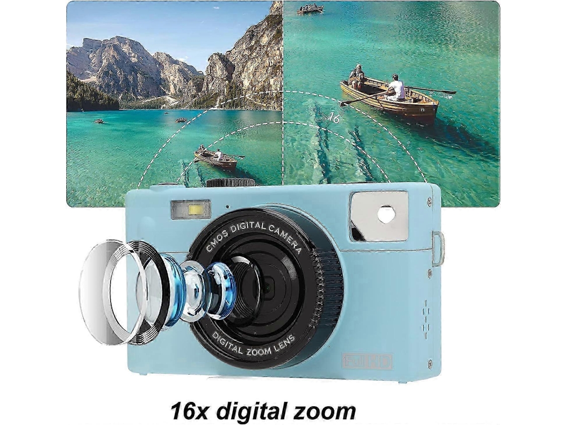 Câmara Digital Compacta Com Zoom 16x, Ecrã Lcd De 3 Polegadas E Bateria Recarregável