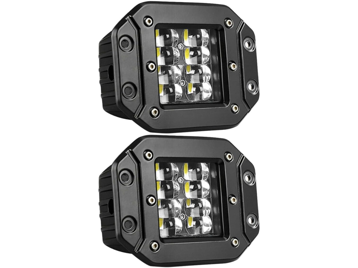 Farol De Led Longo Alcance Tehaux 16000lm 5 Polegadas 2 Unidades Preto, À Prova D Água, Para Empilhadeiras, Condução