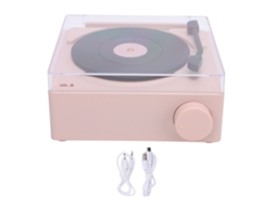 Toca discos Bluetooth Portátil Cute Rosa com Alarme e Decoração