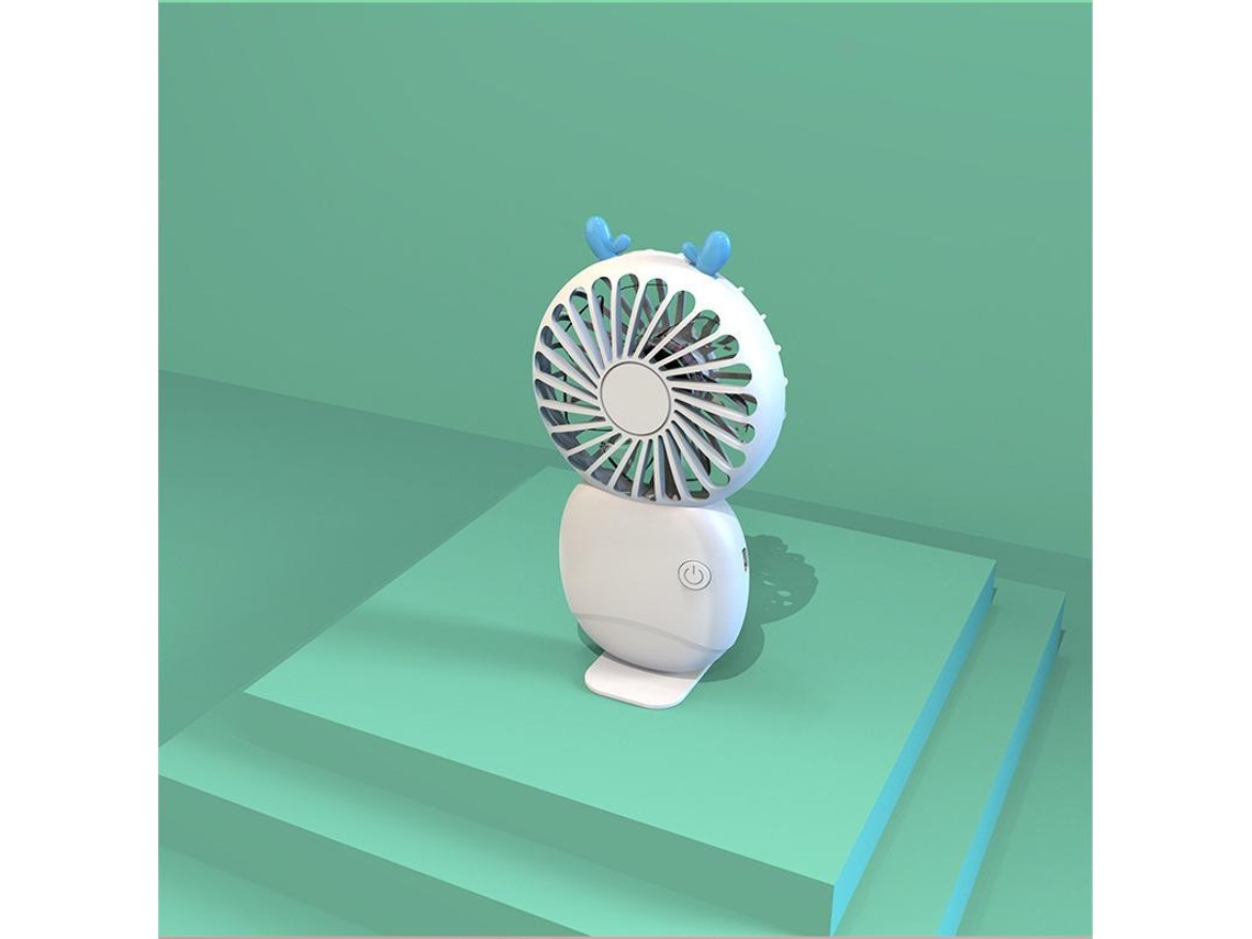Mini Ventilador Recarregável MDUG portátil, silencioso, com visor digital e bateria de 4000 mAh (um branco)