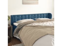 Cabecero con Alas de Terciopelo 203x23x78/88cm Azul Oscuro