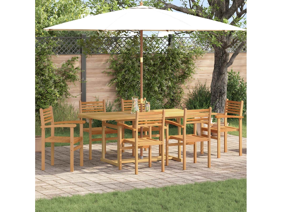 Vidaxl Conjunto De Jantar Para Jardim 7 Unid. Castanho
