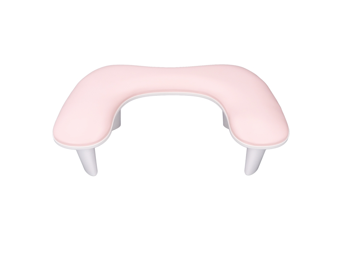 Apoio de braço removível em formato de U para manicure, em couro PU macio, antiderrapante, rosa.