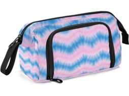 Estojo Grande Azul Claro Tie dye com Estampa Irregular e Compartimento para Lápis, Ideal Adolescentes Estilo P