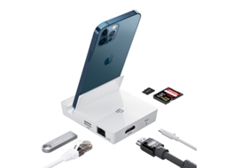 Estação de Ancoragem YIZHOOD Rj45 Hub Lightnin Hd para Apple Acessórios Iphone 12 11 X 8 Ipad Base Universal Dock Branco