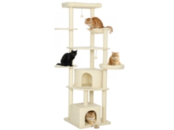 Arranhador 2 M Para 2-3 Gatos, Postes, Tocas, Rede, Sisal, Madeira, Pelúcia, Bege