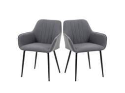 Cadeiras Jantar Escandinavo Conjunto 2 Com Pernas Metal Preto, Design Moderno