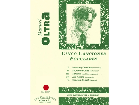 Livro 5 Canciones Populares de Manuel Oltra (Espanhol)