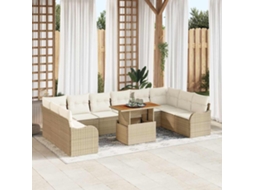 Vidaxl Conjunto De Sofá De Jardim 11 Pcs Bege Rattan Sintético