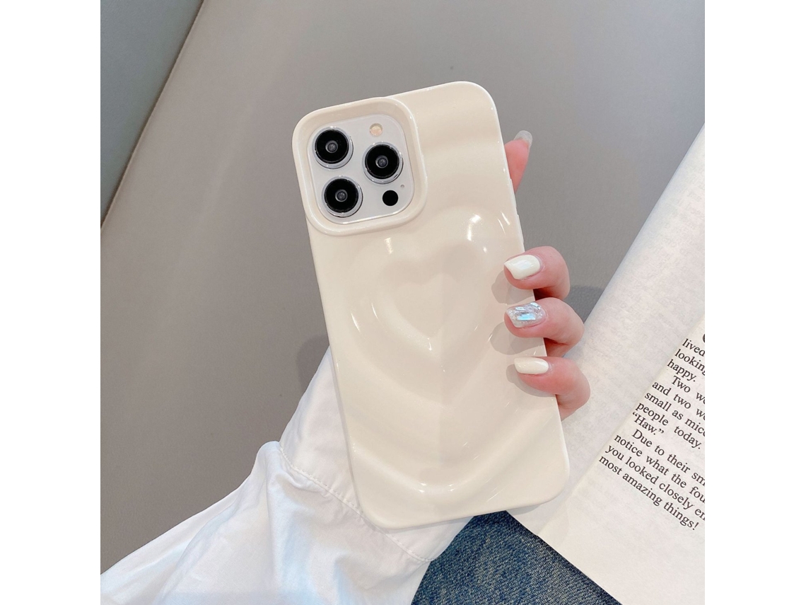 Capa Para Iphone 17 Air Branca, Simples, Laqueada, Com Estampa De Coração Ondulado E Plissado.
