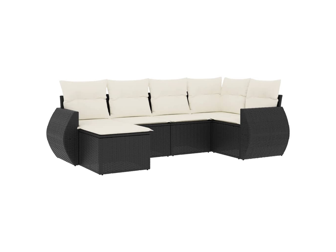 Maison Exclusive - 6 Pcs Conjunto Sofás De Jardim C/ Almofadões Vime Pe Preto