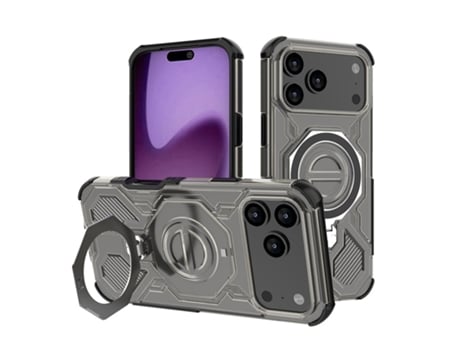 Capa Protetora Com Airbag E Suporte Para Telemóveis Apple (iphone 16 E, Preto Translúcido)