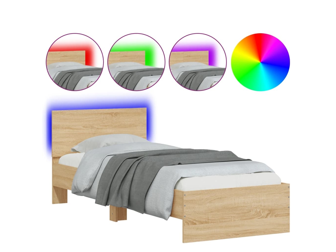 Estrutura cama c/ cabeceira/luzes LED VIDAXL carvalho sonomaED roble Sonoma VIDA X