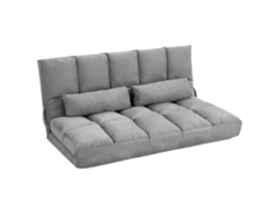 Sofá 2 em 1 cinza claro 130x73x60 cm com reclinável 7 níveis almofadas para sala/tv/leitura/yoga/escritório | S/MARCA