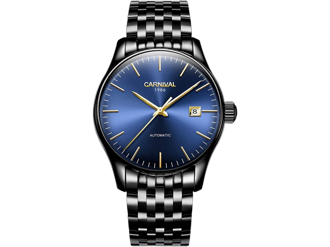 Lurelia Relógio Mecânico Masculino, Automático, Data/calendário, Aço Inoxidável, Preto E Azul