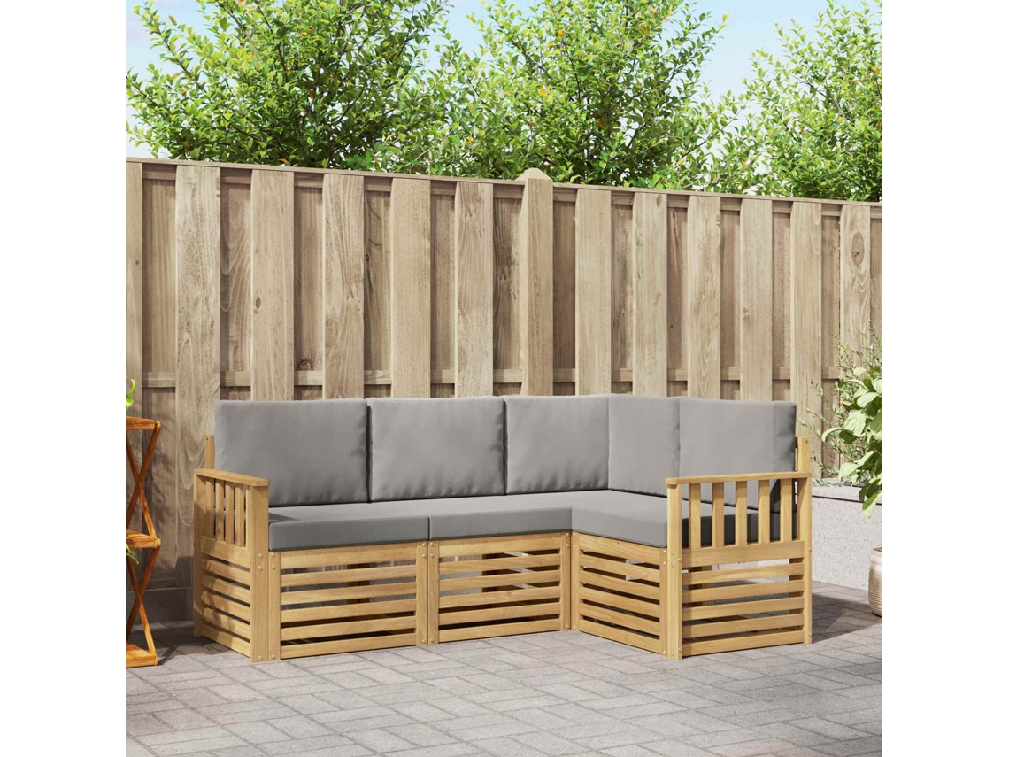 Vidaxl Conjunto De Sofás Para Exterior 4 Unid. Branco E Cinzento-claro