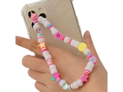 Cordão Para Celular Colorido Com Contas E Pulseira Com Pingente.