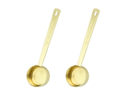 Colocar 2 Copos Medidores De 30 Ml, Em Aço Inoxidável, Dourados, Com Furo