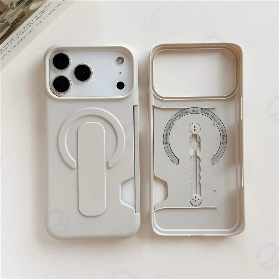 Capa Para Iphone 17 Pro Branca, Com Suporte De Anel, Material De Policarbonato Fosco E Compatível Com Magsafe.