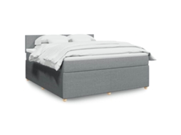 Vidaxl Cama Com Molas/colchão 180x200 Cm Tecido Cinzento-claro