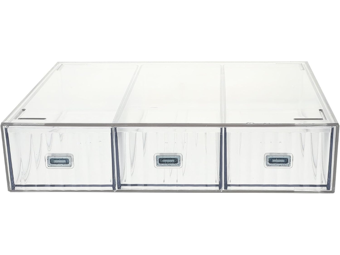 Organizador de Mesa Transparente Amosfun com Várias Gavetas, Caixa Armazenamento Empilhável, Grande Capacidade