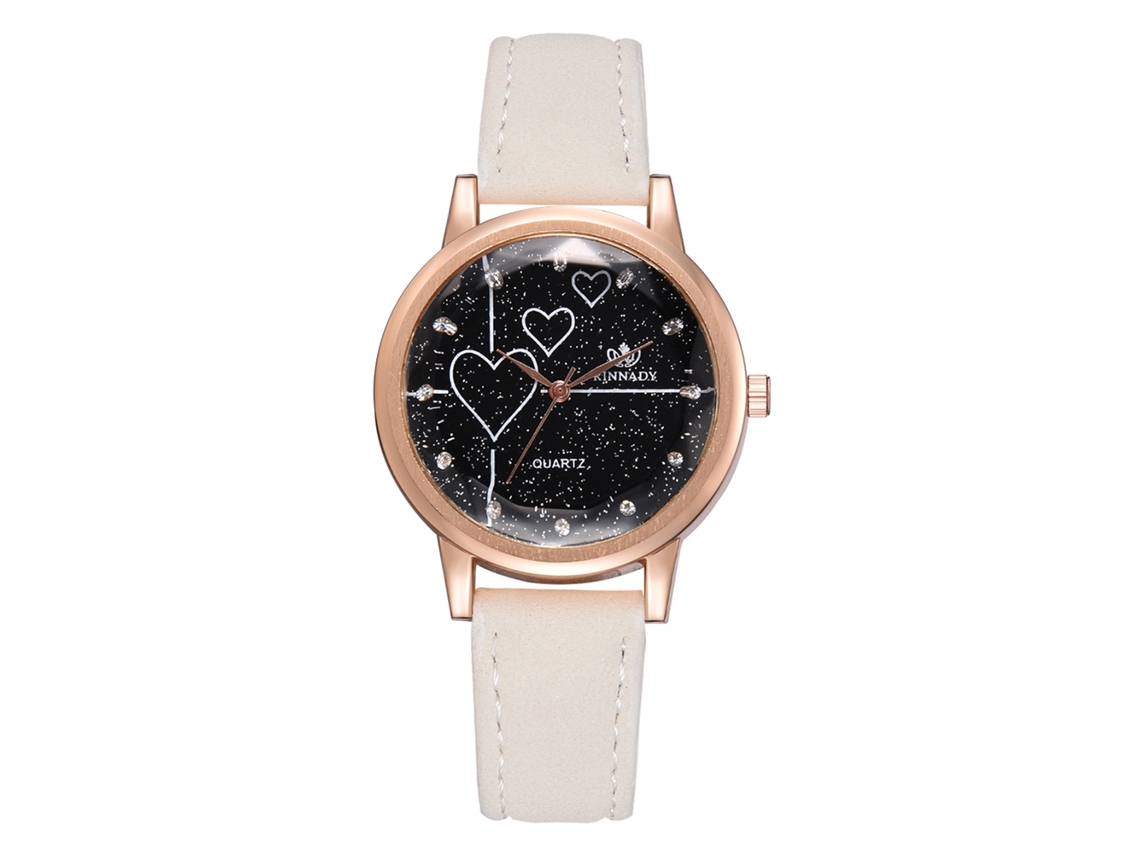 Relógio de Pulso Feminino com Correia Pu Liga Quartzo Mostrador Redondo Branco