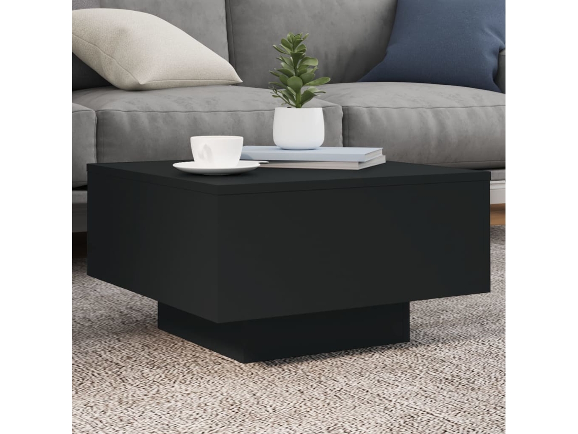 Vidaxl Mesa De Centro Com Luzes Led 55x55x31 Cm Preto