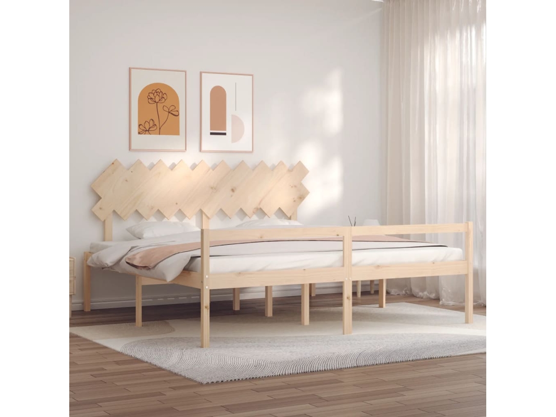 Vidaxl Cama Para Idosos Com Cabeceira 200x200 Cm Madeira Maciça