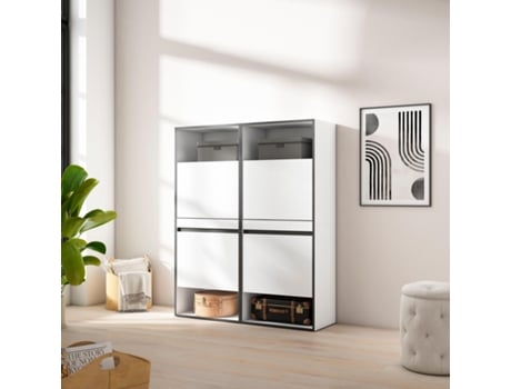 Sapateira 120X145X35 Cm para Quarto Dormitório Armário de Sapatos Branco SKRAUT HOME