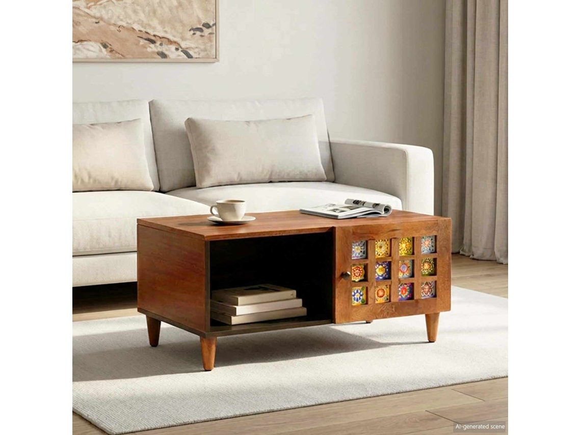 Vidaxl Mesa De Centro Castanho 80 X 50 X 40 Cm Madeira De Manga Maciça