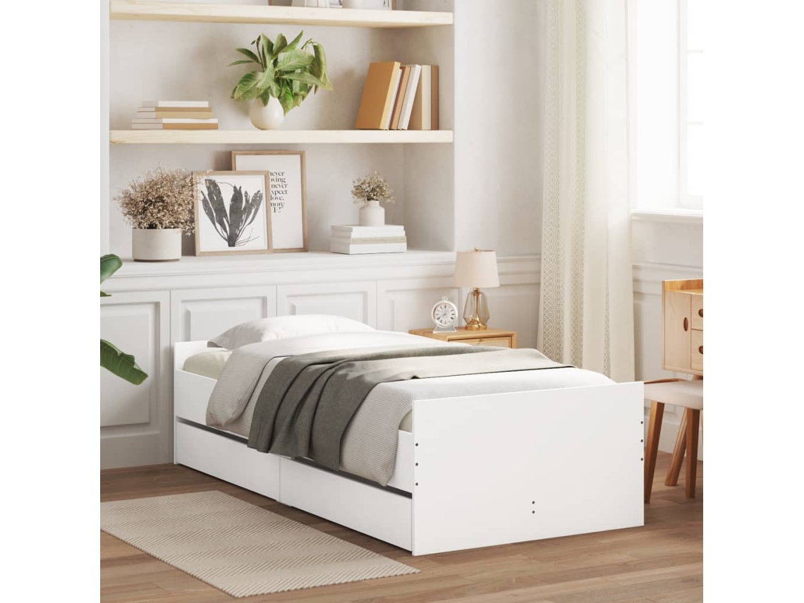 Estrutura De Cama Com Gavetas 90x190 Cm Branco
