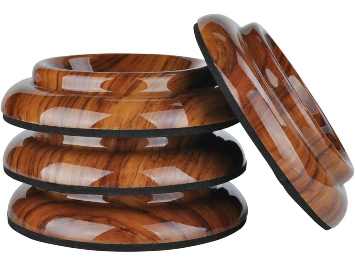 Protetores De Chão Para Piano Garneck, Marrons, 4 Peças, Com Suporte