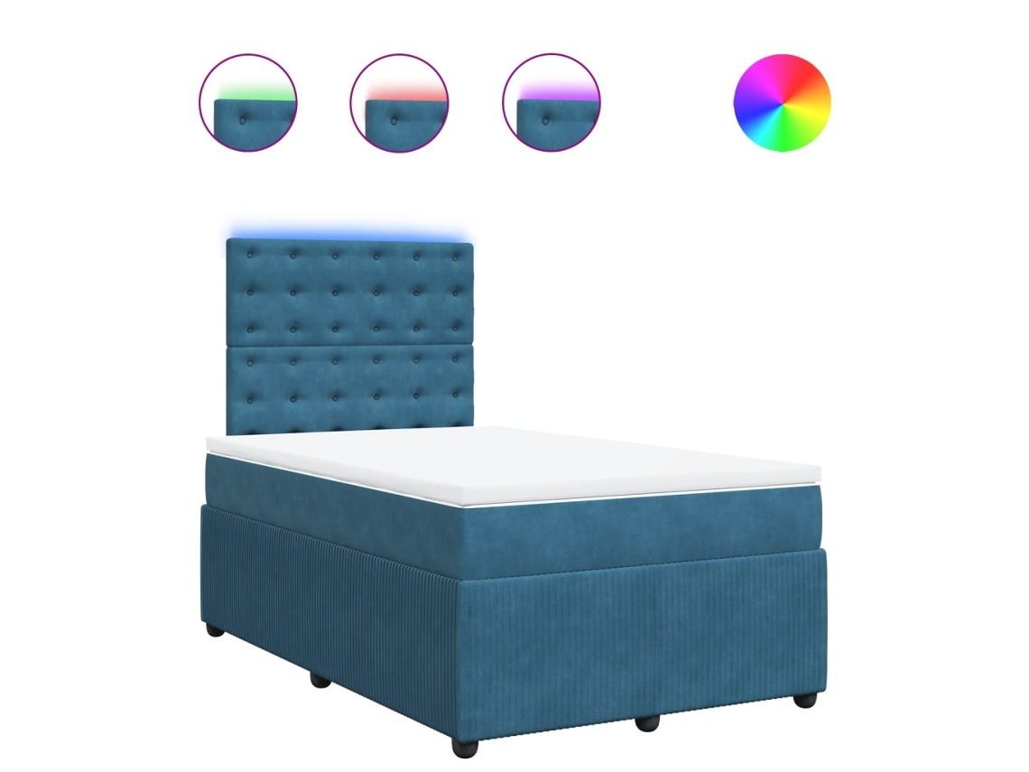 Box Spring Bed, Box Spring Beds Vidaxl Azul Veludo (120 X 190 Cm)