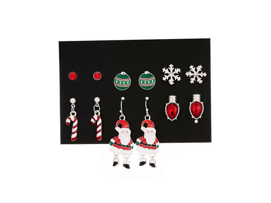 Conjunto De Brincos De Stud Pequenos, Multicoloridos, Tema Natalino