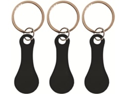 Conjunto De Chaveiros Em Aço Inoxidável Preto, 3 Peças, Token Para