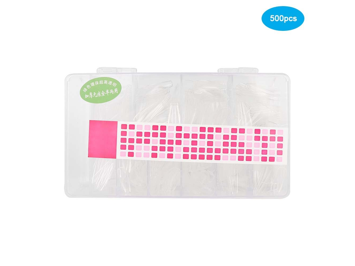 Dica De Unha Falsa Profissional Vestível Aumentada Em Pp Transparente Com Cabeça Plana Para Manicure Diy 500pcs